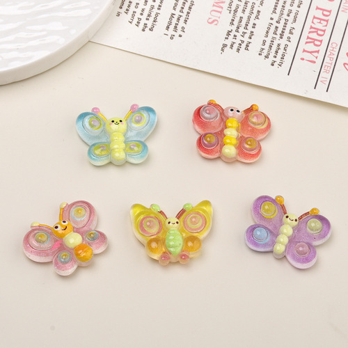 Cartoon DIY resin accessories and decorations smiling butterfly cream glue hair clip phone case shoe clip keychain pendant set