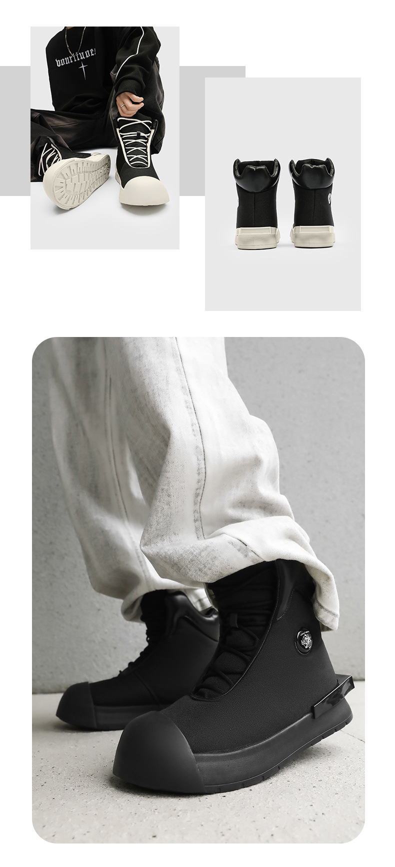 Pantofi sport casual pentru bărbați, cu talpă groasă, din pânză, cu aspect de înălțime, 2025, model nișă, cu design cu cap mare, pentru stradă, model high-end, X227_voghion.com