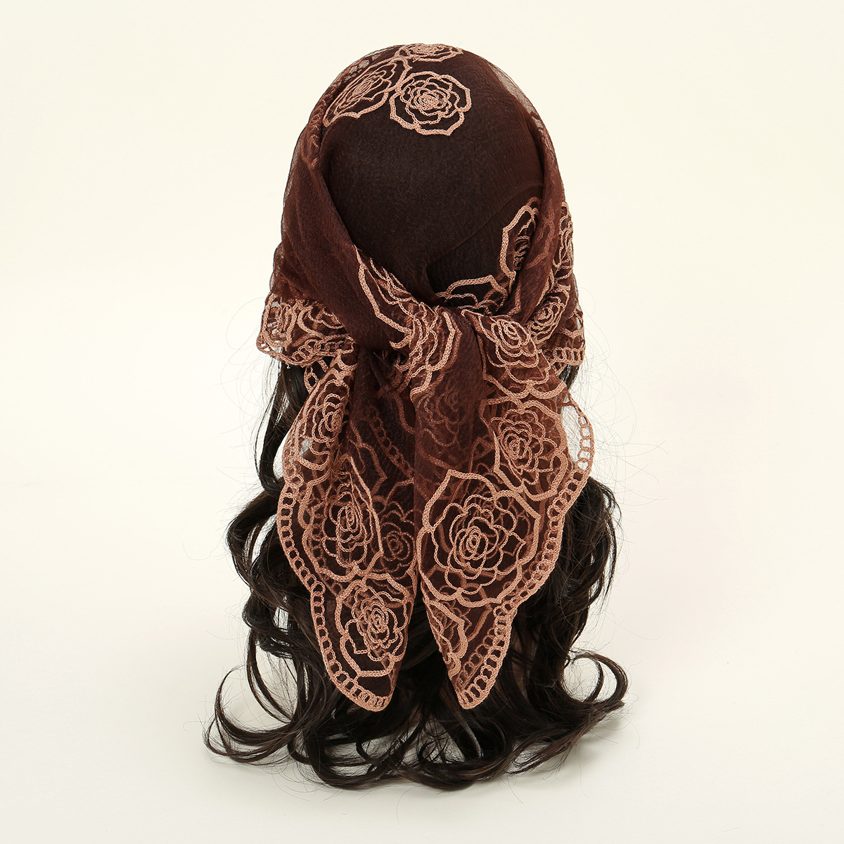 Embroidered Polyester Square Scarf For Women Versatile Silk Style_voghion.com