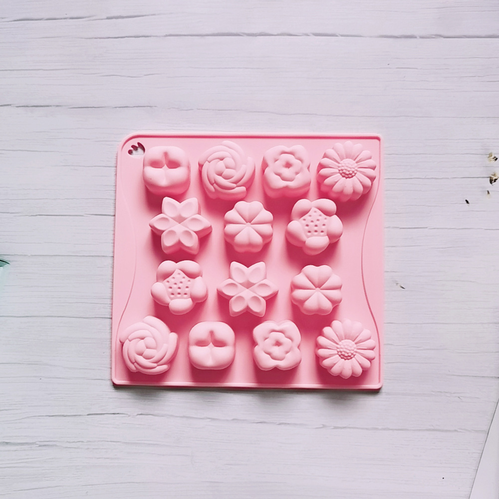 14 flores 60 molde de silicona pastel helado pudín molde de postre jabón utensilios