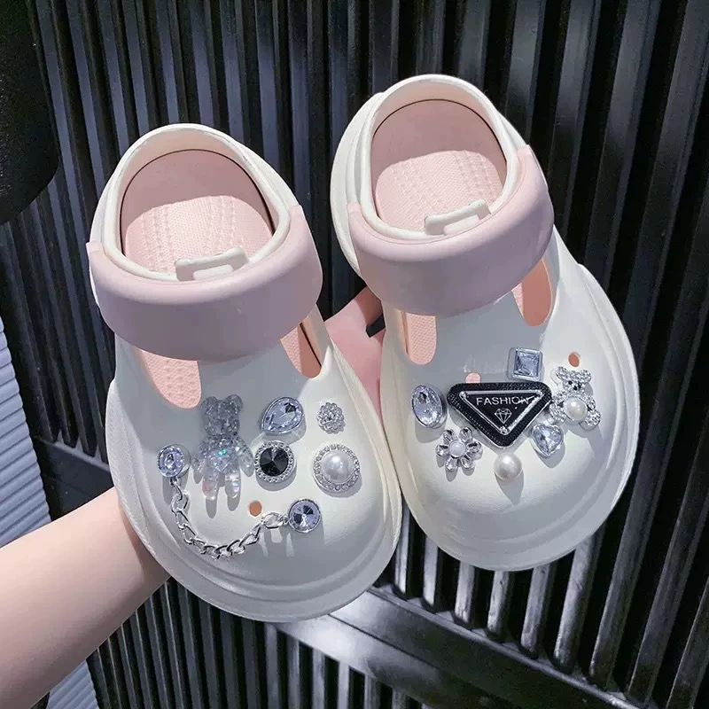 Новые женские сабо на толстой подошве, лето 2025, пляжная обувь, нескользящие, с закрытым носком