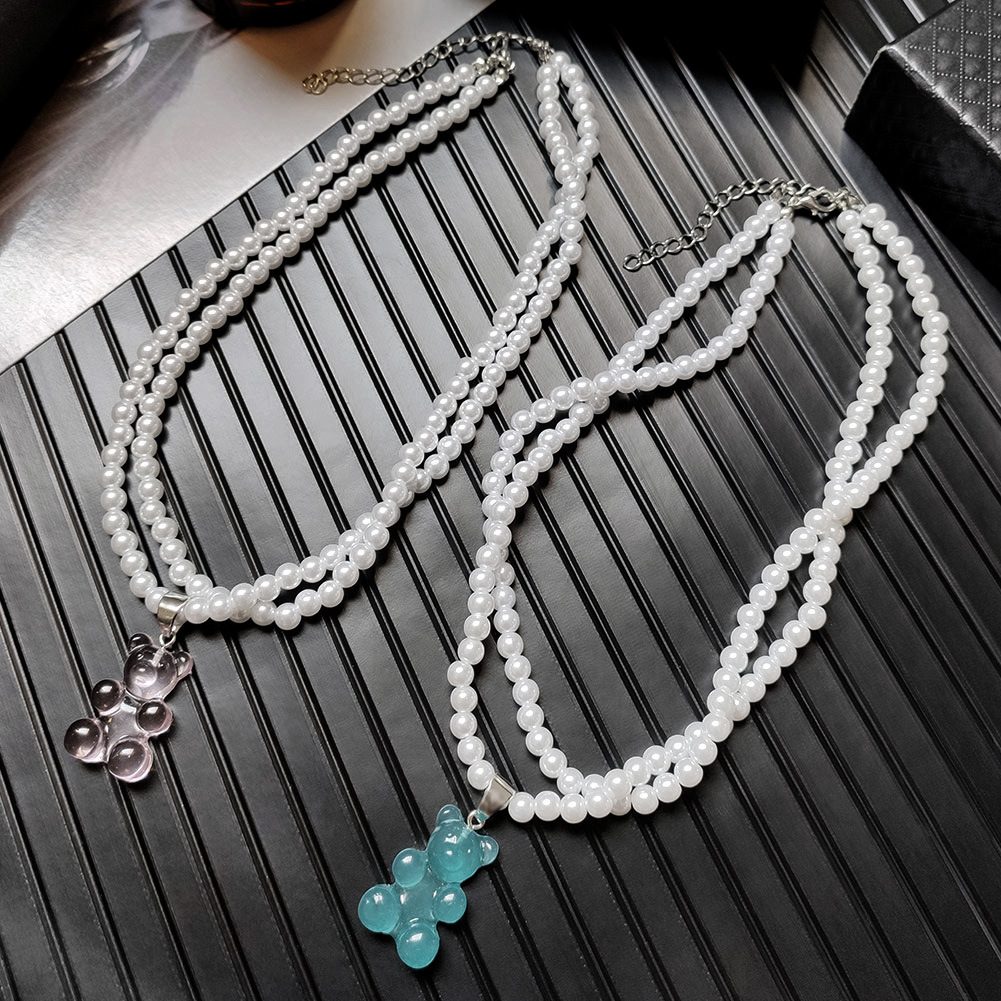 Fashion Bear Alloy Beaded Women's Layered Necklaces 1 Piece display picture 3