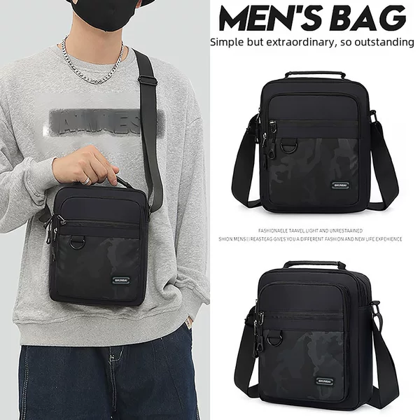 Cross-Border Multifunctional Crossbody Bag for Men, Simple Sports Outdoor Shoulder Bag, Trendy Men's Large-Capacity Handbag