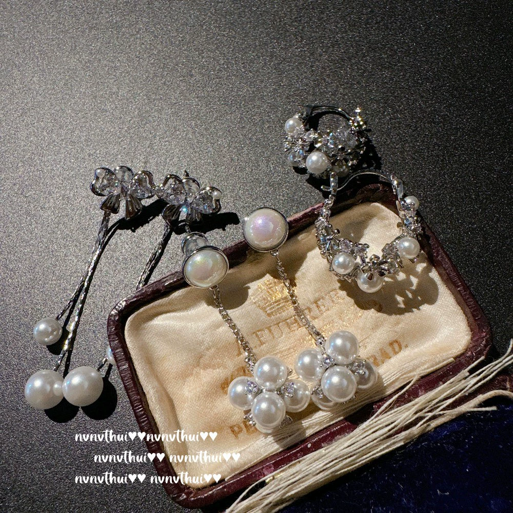 Ювелирные жемчужины, серьги с цирконами, образец золота 750