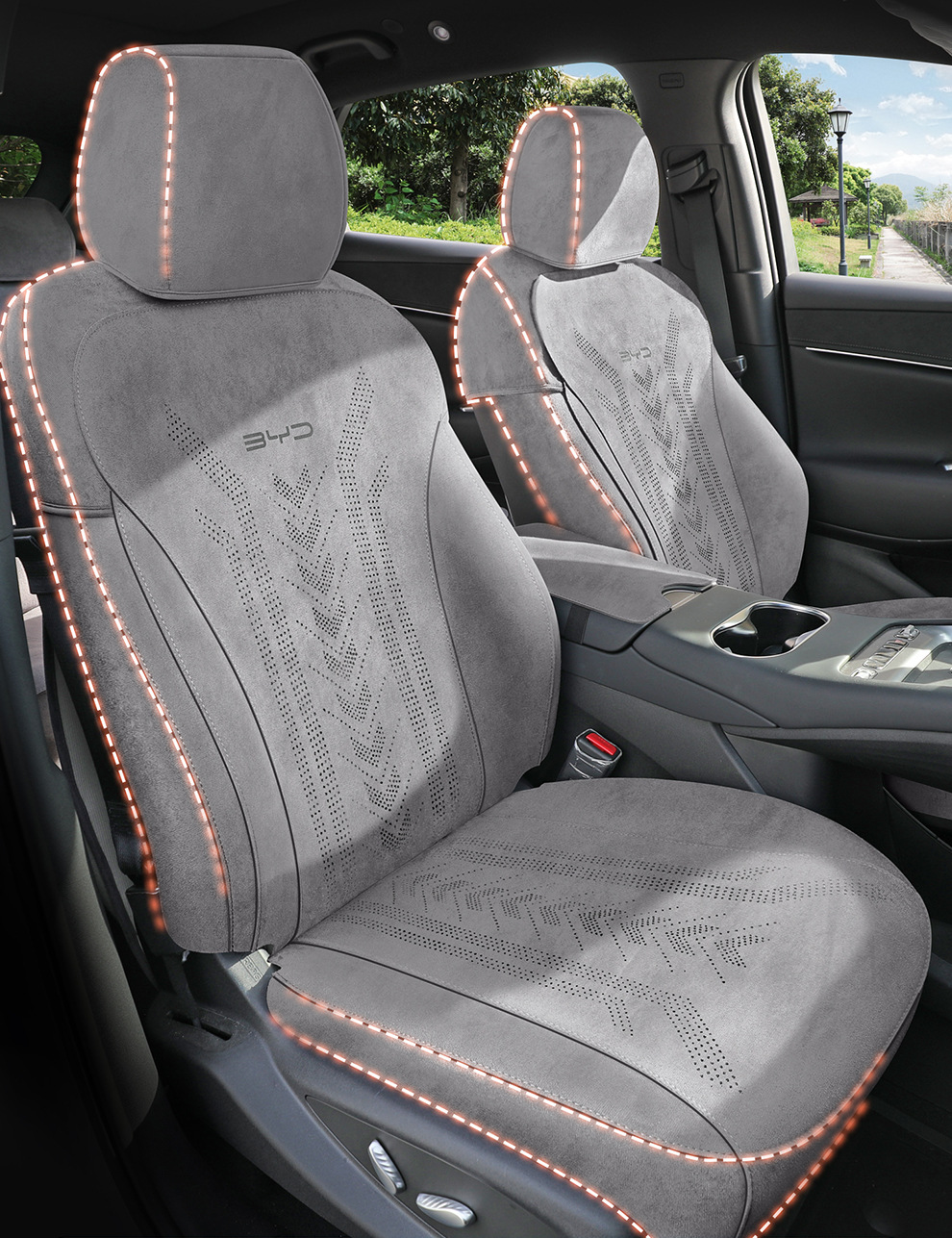 Byd Hiace 05Dmi Special Car Seat Cushion, Universal Seat Cover for All Seasons, Suede Leather Ventilated Saddle Cushion Seat Cover