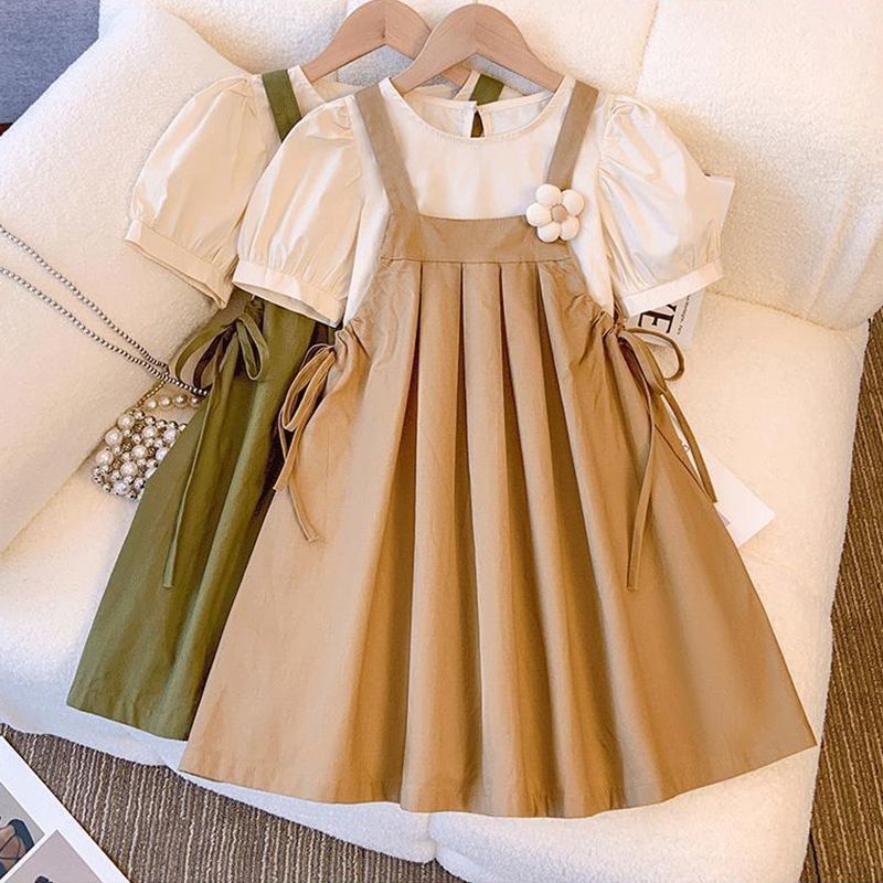 Girl's Skirt Summer 2025 New Children's Two-Piece Stylish Strapdress suit Summer Little Girl's dress