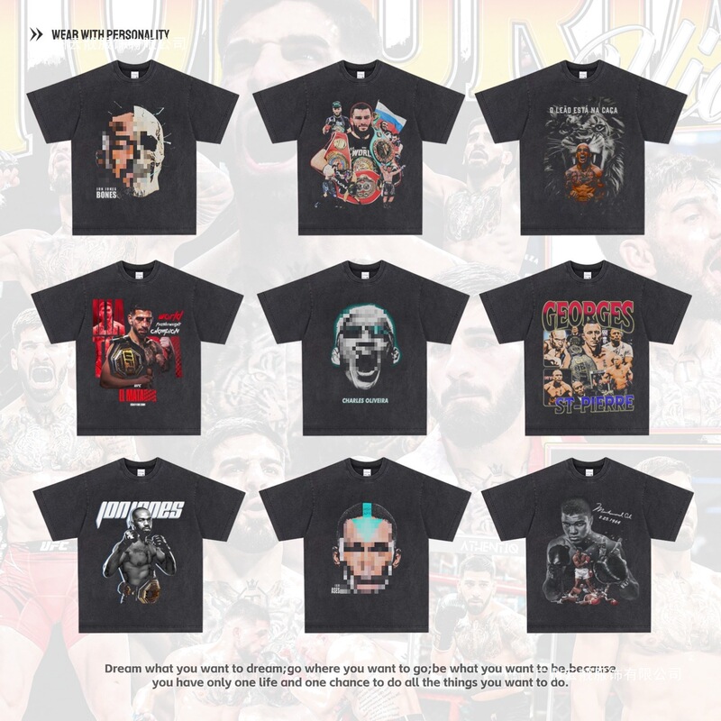 Oliveira Black Dragon Tyson Pereira Printed Shirt American Style Pure Cotton Short-Sleeved Men's Fighting Boxing Top Oliveira Black Dragon Tyson Pereira Printed Shirt American Style Pure Cotton Short-Sleeved Men's Fighting Boxing Top