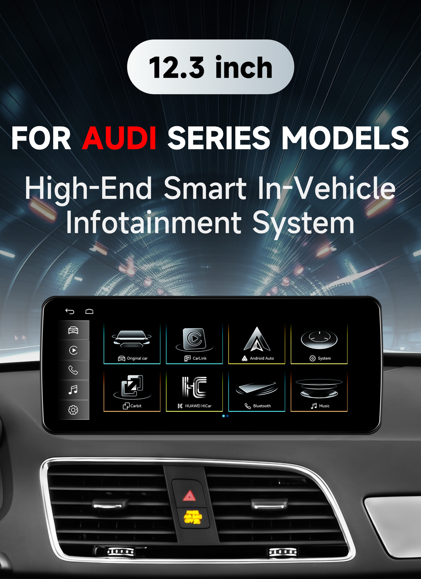 Suitable for 2013-2018 Audi Q3 car-mounted large-screen navigation system, GPS navigation all-in-one device, CarPlay player