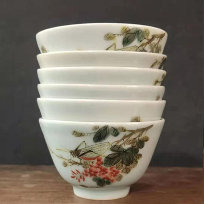 景德鎮陶瓷茶具主人杯手繪花鳥圖仿古單杯功夫茶杯