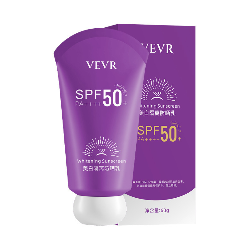 VEVR blanqueamiento protector solar de aislamiento fresco no graso anti-UV impermeable anti-transpiración protector solar 60g fabricante