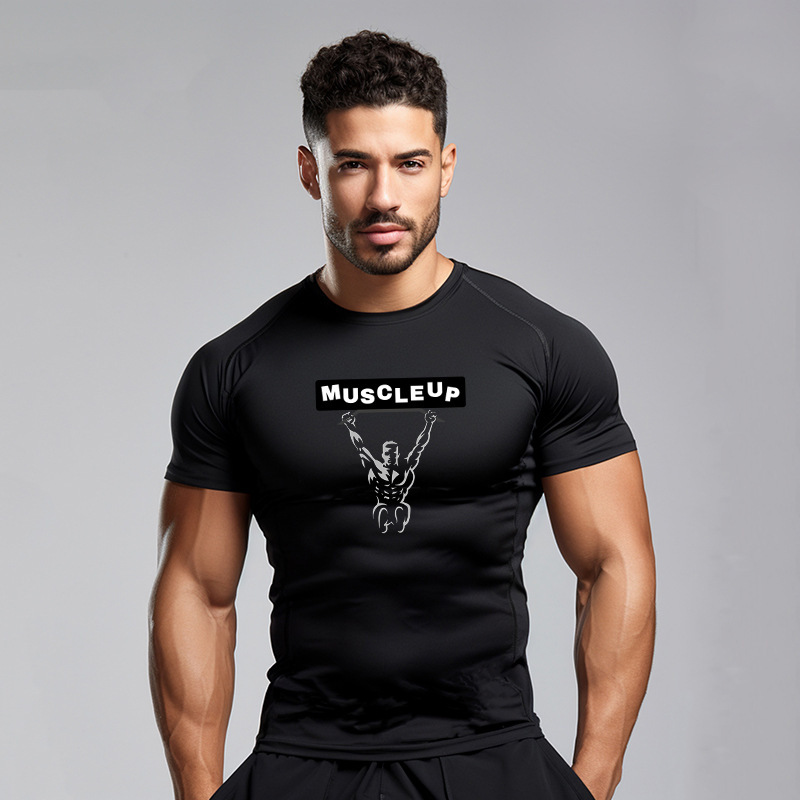 Cross-Border Ice Silk Sports T-Shirt for Men, Quick-Drying Breathable Fitness Clothing, Slim-Fit Round Neck Running Basketball Training Wear, Bodybuilding Cross-Border Ice Silk Sports T-Shirt for Men, Quick-Drying Breathable Fitness Clothing, Slim-Fit Round Neck Running Basketball Training Wear, Bodybuilding