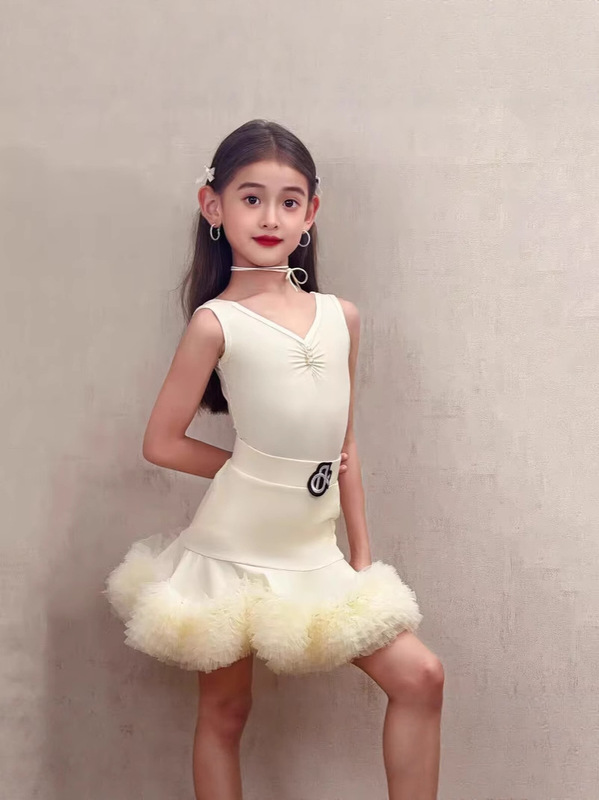 ラテンダンス服女の子 2025 新しいハイエンド子供練習服子供のパフォーマンス服スーツ|undefined