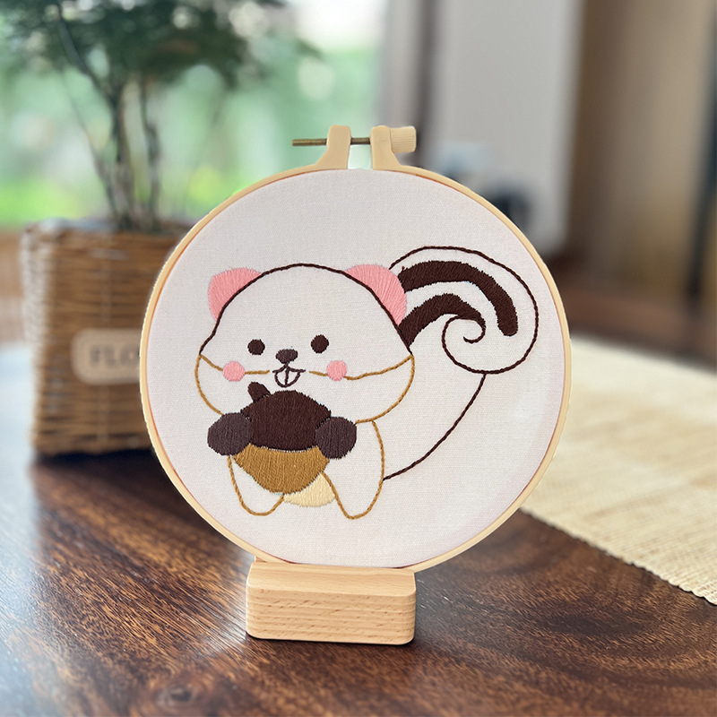 Lindo conejo bordado DIY colgando pintura de los niños Lu bordado puntada primaria práctica punto cruz dibujos animados pequeños adornos de animales