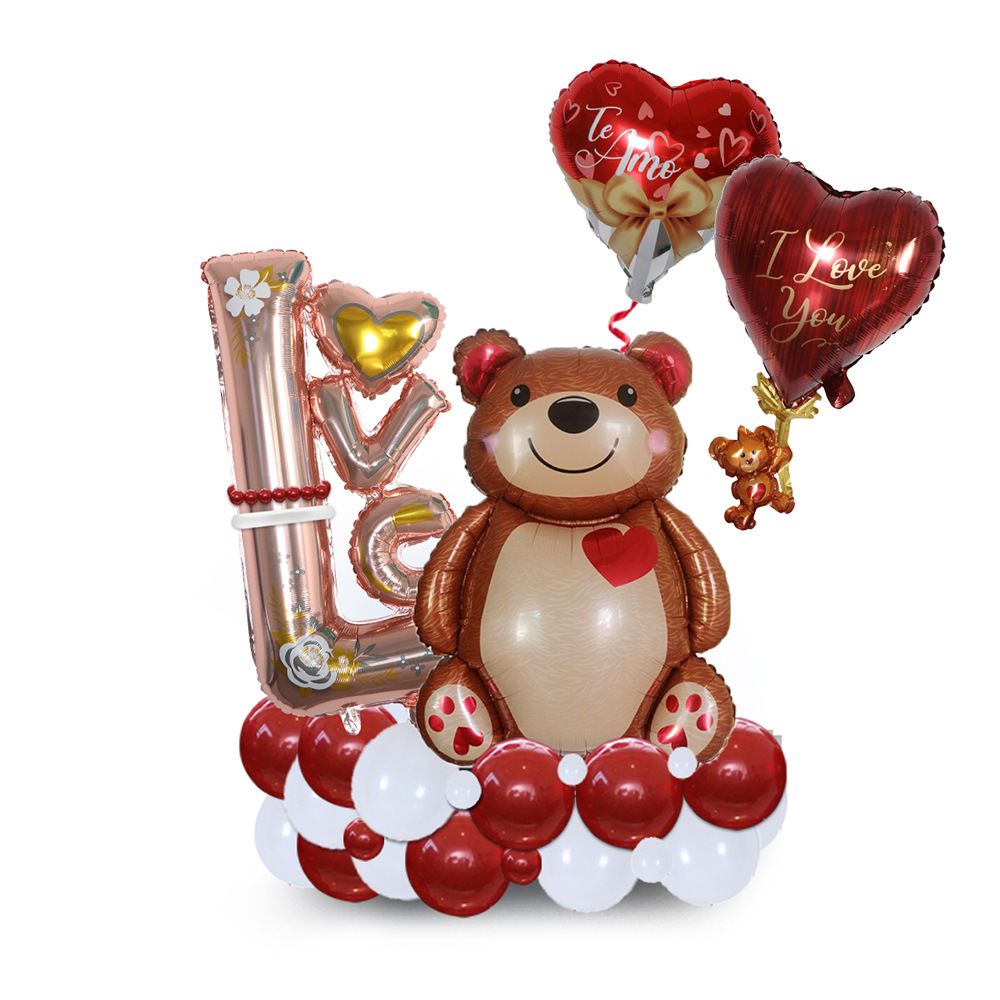 Nuevo Día de San Valentín traje globo película de aluminio amor impresión globo boda confesión fiesta bandera diseño Decoración