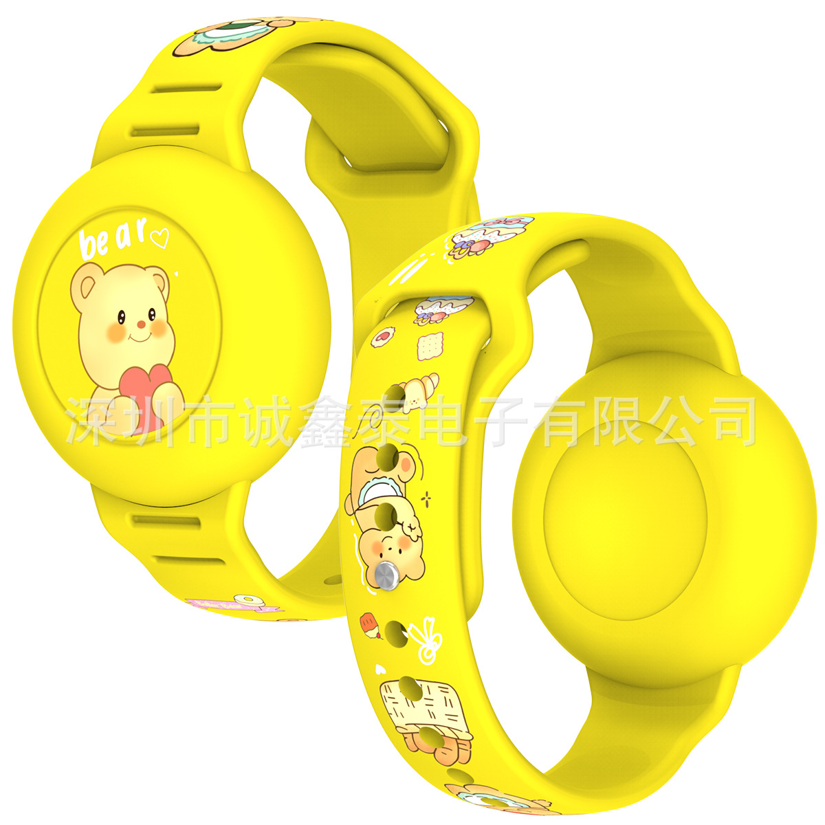 Funda protectora de silicona con estampado de dibujos animados para Apple Airtag, localizador con correa, dispositivo antipérdida, pulsera para niños