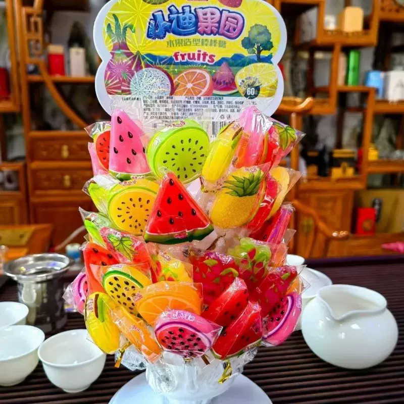 多种水果口味棒棒糖硬糖儿童高颜值节日小零食糖果批发厂一件批发