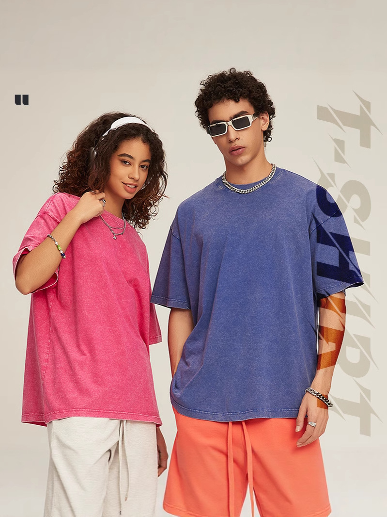 Lavar y fritar copo de nieve americano de cuello redondo marca de marea suelta Amazon explosión hacer viejas camisetas personalizadas impresión transfronteriza