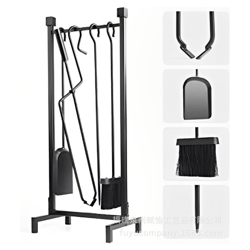 欧式火炉壁炉烧烤工具可拆卸铁艺火炉BBQ工具火钩火钳刷四件套