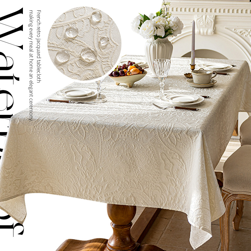Cross-Border New Table Mat Waterproof and Oil-Proof French Retro Style Tablecloth Rectangular Household Six-Person Dining Table Tablecloth Wholesale