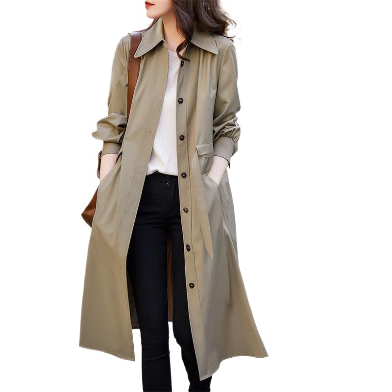 Trench leggero da donna, primavera 2025, nuovo stile coreano, elegante, trendy, cappotto petite, giacca-camicia di media lunghezza_voghion.com