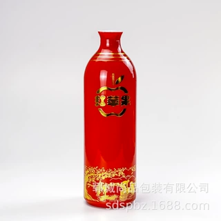 生产供应500ml玻璃瓶 定制乳白玻璃红色喷涂瓶 一斤装喜酒白酒瓶