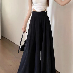 Plus Size High-Waisted Straight Wide-Leg Culottes for Women 150kg Summer Loose Slimming Look Casual Draped Floor-Length Pants