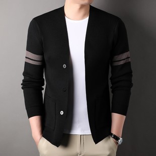 Knitted cardigan men's thin 2024 spring and autumn new casual young shawl sweater outerwear sweater wholesale