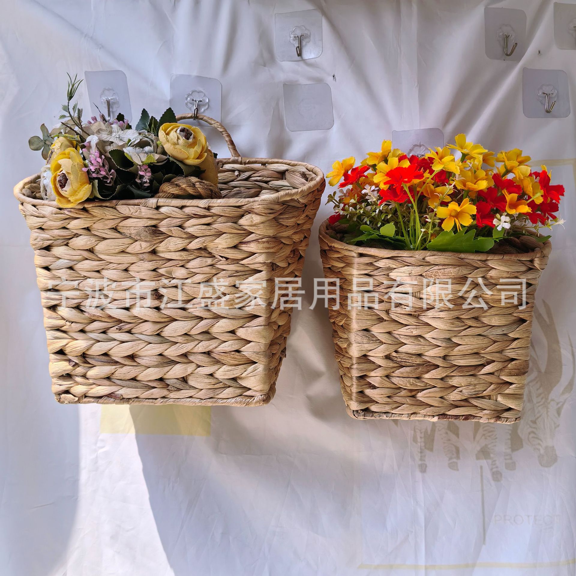 亚马逊葫芦草编壁挂篮门后书本收纳篮厨房杂物墙挂篮家居装饰花篮