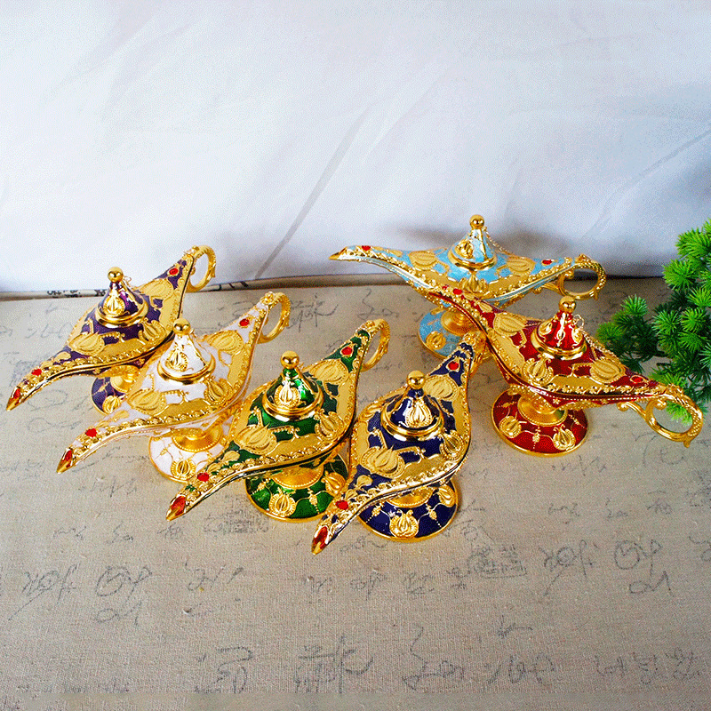 Creative Light Luxury Classical Style Aladdin Tulip Magic Lamp Ornaments Retro Pattern Wishing Lamp Bedroom Decoration Craft Creative Light Luxury Classical Style Aladdin Tulip Magic Lamp Ornaments Retro Pattern Wishing Lamp Bedroom Decoration Craft