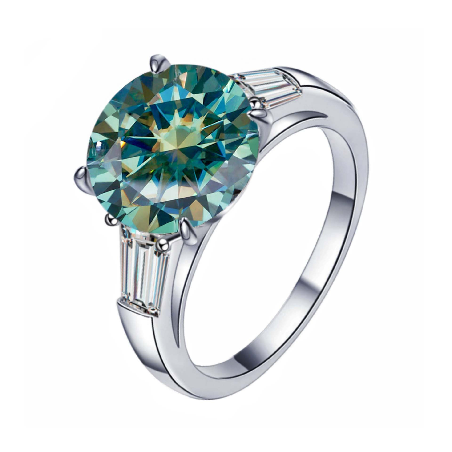 S925 plata esterlina de 5 quilates anillo de piedra de moissan, anillo de compromiso elegante de alta calidad