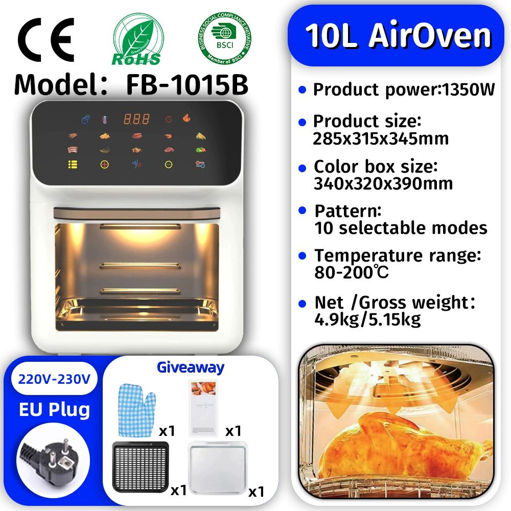 Air fryer oven, large capacity multi-function, touch-screen and mechanical options (4.5–25 L)
