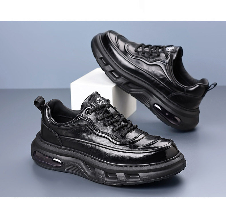 Giày sneaker nam da bò thật đế dày, giày thể thao thông thường thoáng khí đa năng — màu nâu, màu đen chi tiết 16