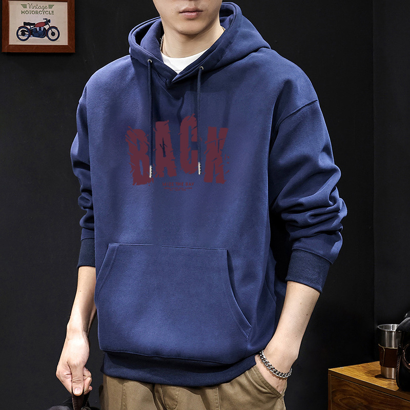 Peso pesado chaqueta encapuchada hombre encapuchado otoño y invierno letra impresa chaqueta casual chaqueta de moda adolescente hombre grueso