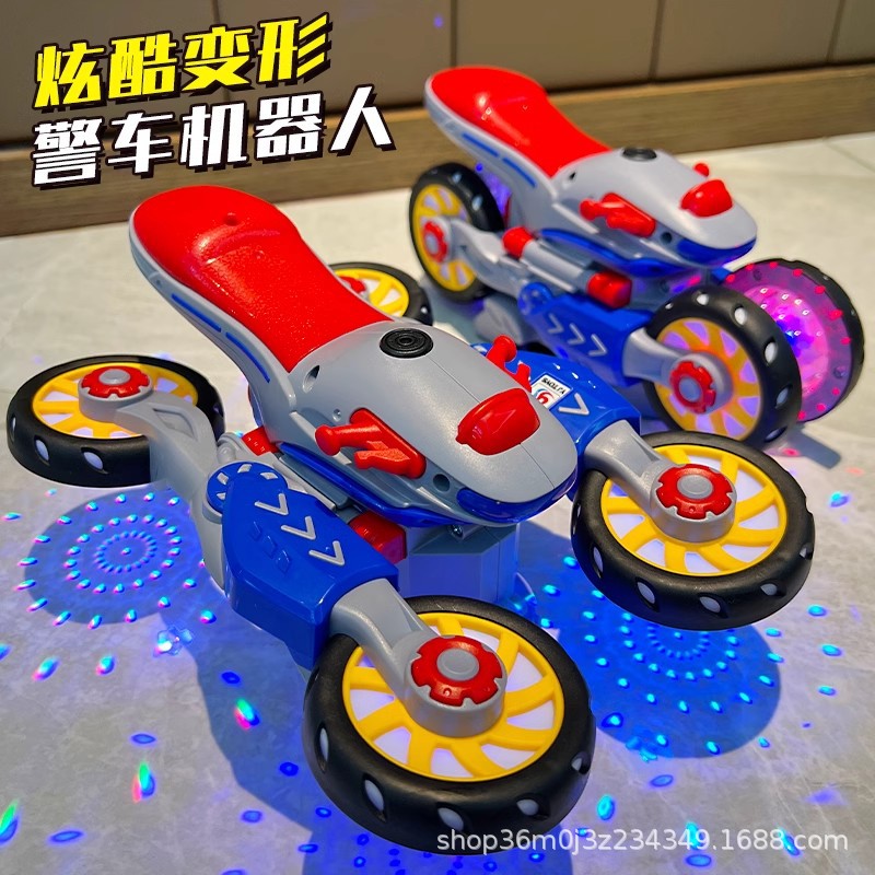 Juguetes de motocicletas de deformación de acrobacias eléctricas para niños giratorios universales luces de música automóviles al por mayor