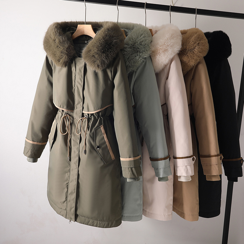 Abbigliamento da donna, giacca in cotone di media lunghezza, parka da indossare due volte, giacca invernale in cotone per donna con fodera staccabile e cappuccio, giacca calda in cotone_voghion.com