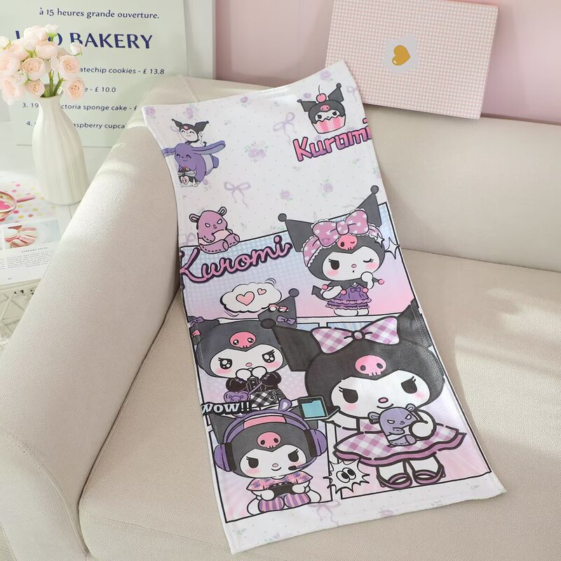 Cute Cartoon Kuromi Long Towel Melody Printed Microfiber Children's Girls High-Looking Small Towel