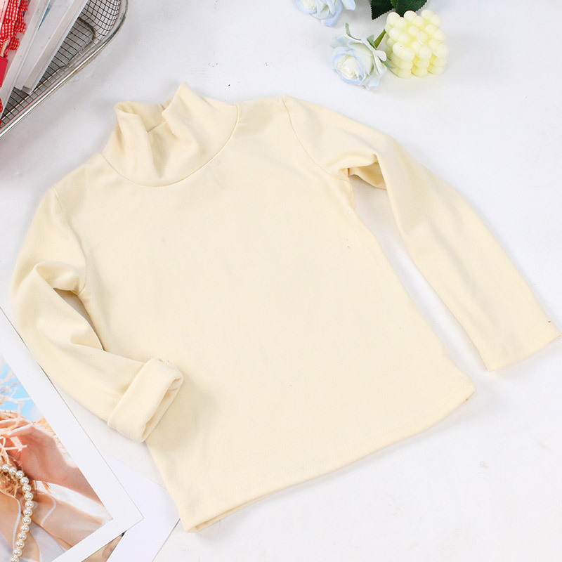 Otoño e invierno nuevo de terciopelo niños medio cuello alto camisa de fondo color sólido niños y niñas Bebé Ropa interior térmica entrega de una sola pieza