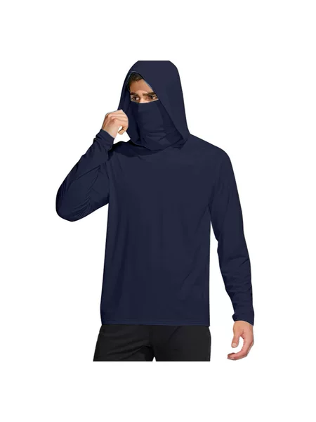 Amazon Summer New Anti-Uv Long-Sleeved Ice Silk Fishing Suit Hooded Men's T-Shirt Cool Sun Protection Clothing