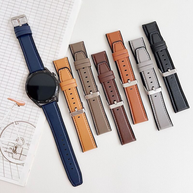 Silicone Watch Strap Suitable for Huawei Watch Gt3/Gt4/Gt5 with Leather Pin Buckle, 22mm Xiaomi S4 Watch Strap