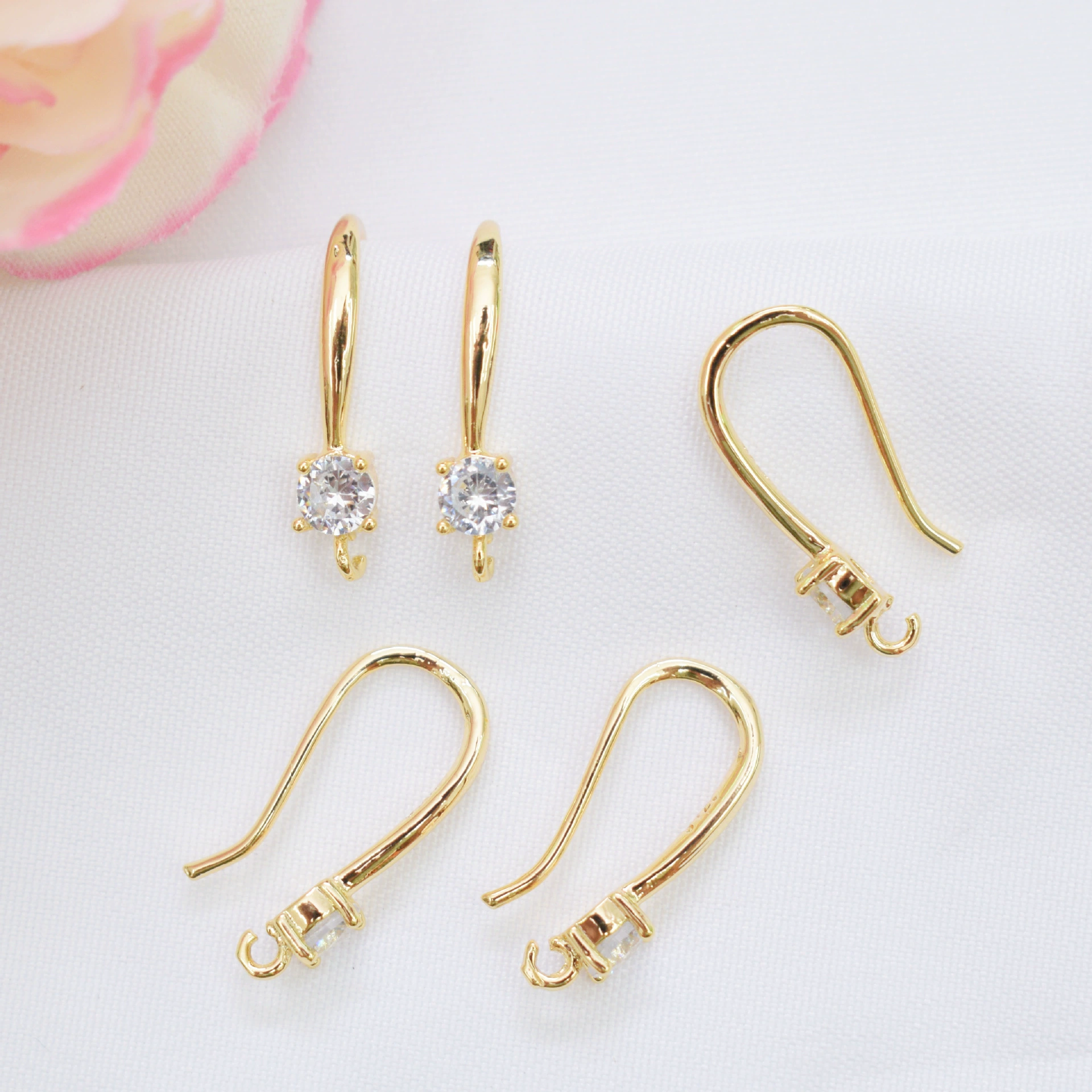 Медные серьги, ручной работы, позолота 14k, микрошаровая вставка