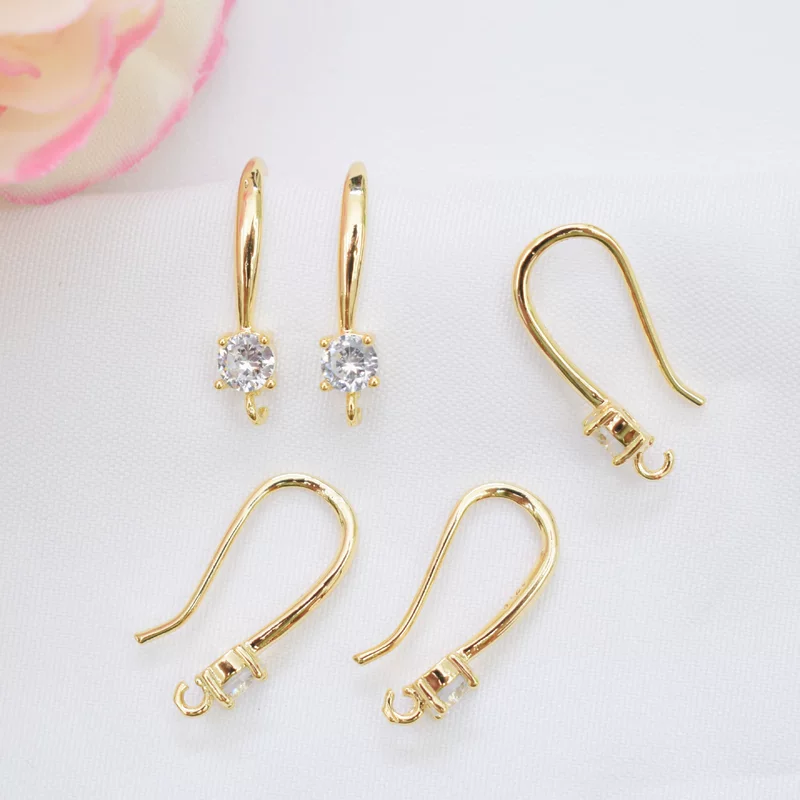 Медные серьги, ручной работы, позолота 14k, микрошаровая вставка