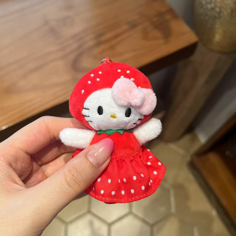 抱苹果kitty包包挂件钥匙扣可爱哈喽kt猫女生毛绒公仔|undefined