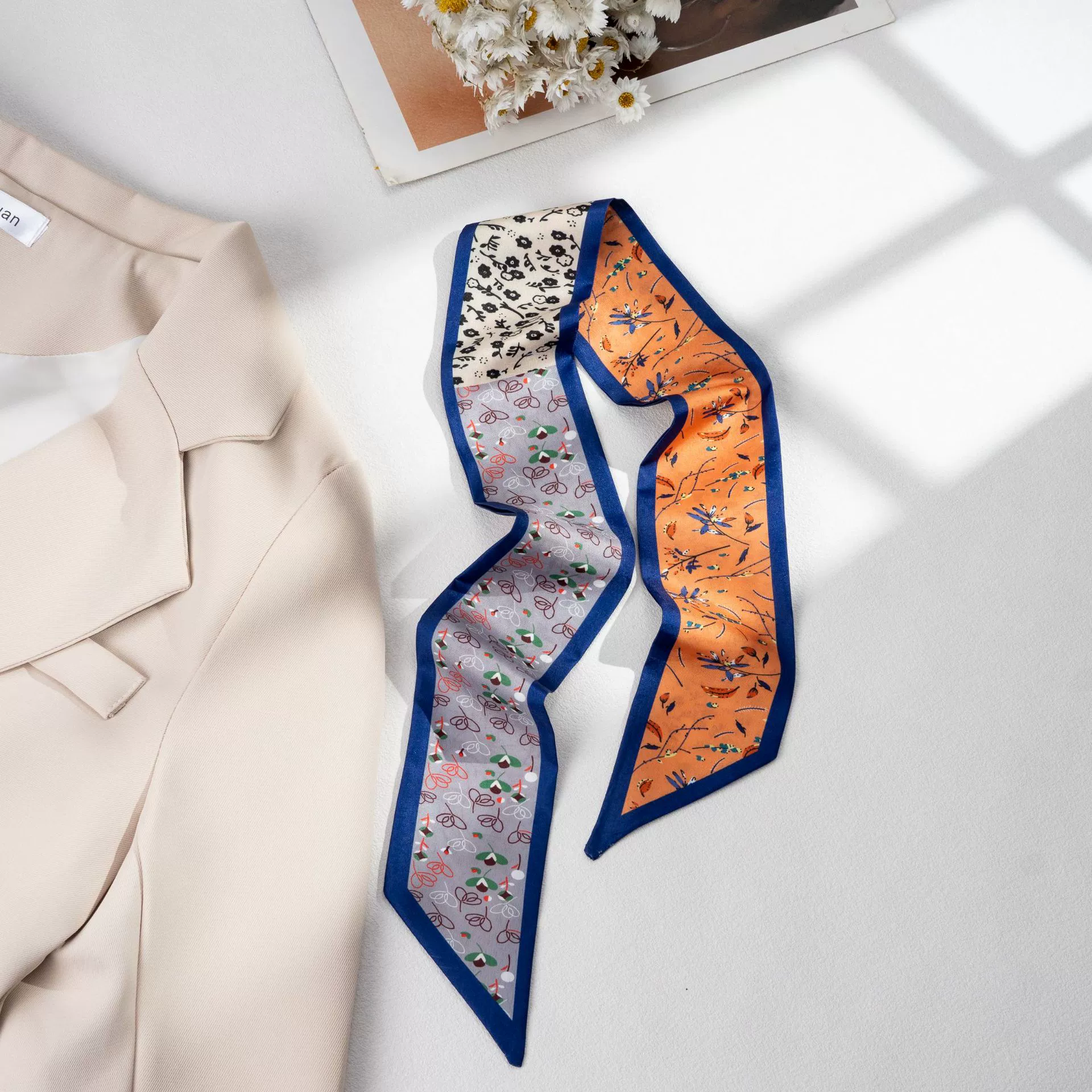 Silk Scarf Hairband (Suhang) long streamer 89×3.8 cm, lightweight gift box option