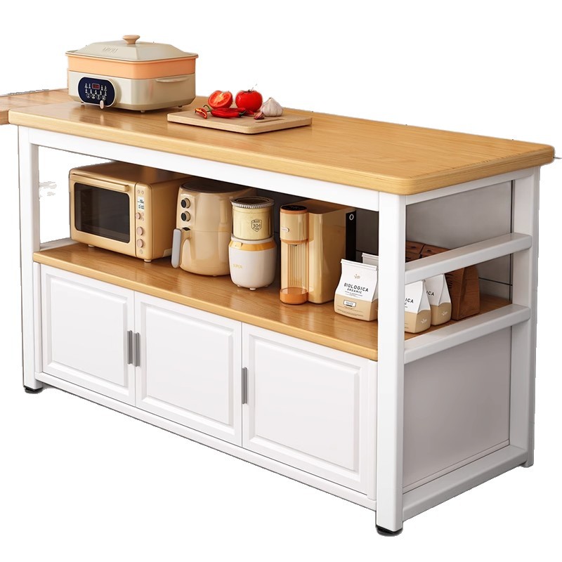 Estantes de cocina Mesa de corte de verduras multifuncional Gabinete de banco de trabajo Gabinete de piso a techo Horno de microondas de varios pisos Gabinete lateral doméstico de almacenamiento