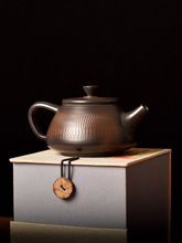 建水紫陶茶壶手工刻纹石瓢壶简约云南紫砂单壶家用功夫茶具