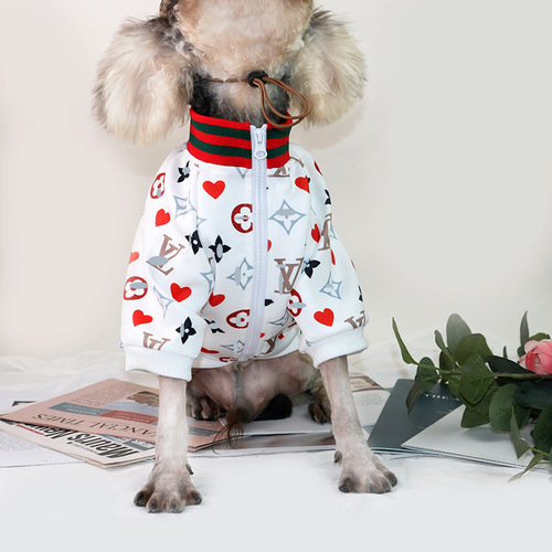 Cross-border foreign trade pet dog clothes small and medium-sized dog Schnauzer Teddy clothes autumn and winter sweatshirt star square flower