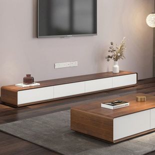 Minimalist Floor Cabinet Bedroom Tv Cabinet Walnut Color Small Apartment Internet Celebrity Living Room Ultra-Narrow All Solid Wood Floor-Standing Floor