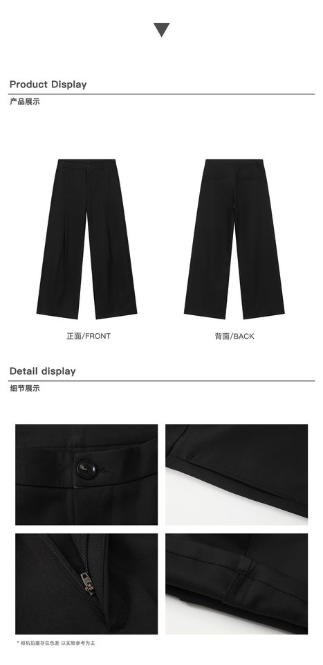 Quần tây nam ống rộng xếp ly phong cách Mỹ, quần dài casual tôn dáng — màu xám, màu đen chi tiết 4