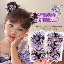 女童卡通库洛米粉花假发圈宝宝俏皮洋气增发量丸子头花花发圈发饰