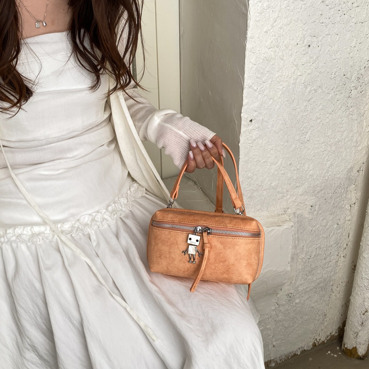 Exquisita mini bolso de nicho de gamuz, bolso de moda versátil, bolso de mochila retro de gamuz, bolso de cambio diario de lápiz labial